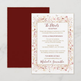Hochzeit der Wildblume Burgund und Blush Begleitkarte