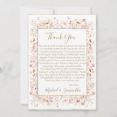 Hochzeit der Wildblume Burgund und Blush Dankeskarte (Vorderseite)