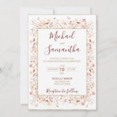 Hochzeit der Wildblume Burgund und Blush Einladung (Vorderseite)