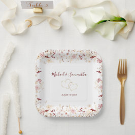 Hochzeit der Wildblume Burgund und Blush Pappteller