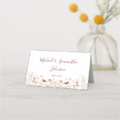 Hochzeit der Wildblume Burgund und Blush Platzkarte (Vorderseite)