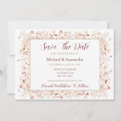 Hochzeit der Wildblume Burgund und Blush Save The Date (Vorderseite)