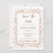 Hochzeit der Wildblume Burgund und Blush Save The Date (Vorderseite)