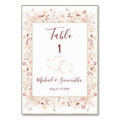 Hochzeit der Wildblume Burgund und Blush Tischnummer (Rückseite)