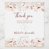 Hochzeit der Wildblume Burgund und Blush Weinetikett (Einzelnes Label)