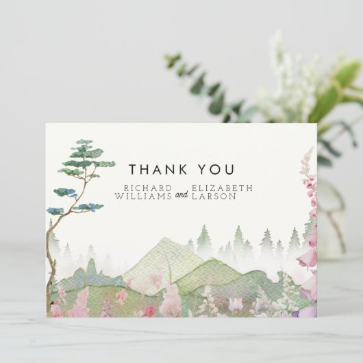 Hochzeit der Wildblume Dankeskarte (Stehend Vorderseite)