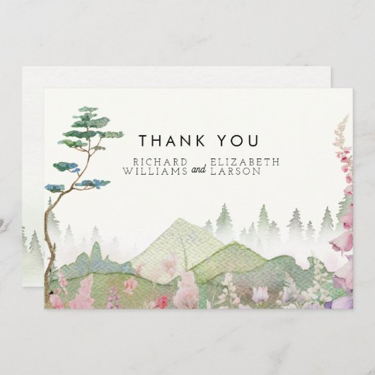 Hochzeit der Wildblume Dankeskarte (Vorne/Hinten)