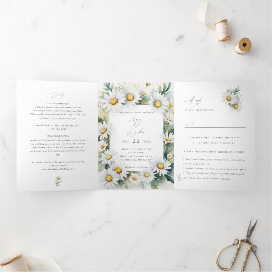 Hochzeit der Wildblume Dreifach Gefaltete Einladung (Innenseite)