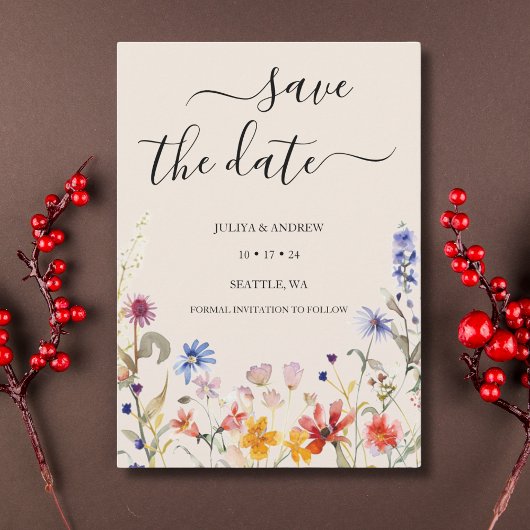 Hochzeit der Wildblume Elegant boho Save The Date