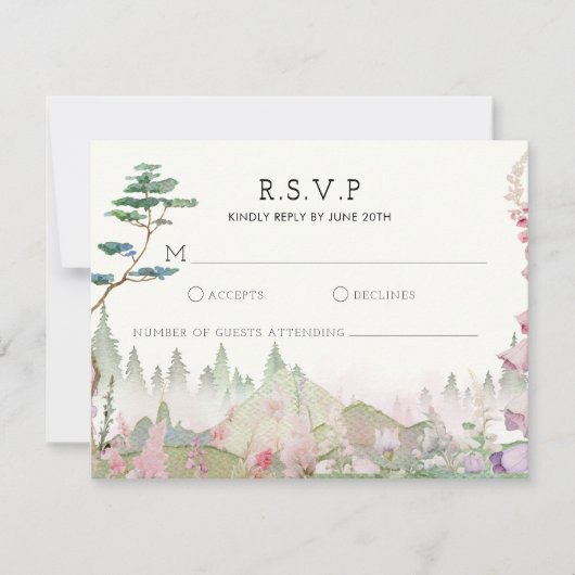 Hochzeit der Wildblume RSVP Karte (Vorderseite)