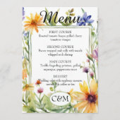 Hochzeit der Wildblume Watercolor Garden Menükarte (Vorderseite)