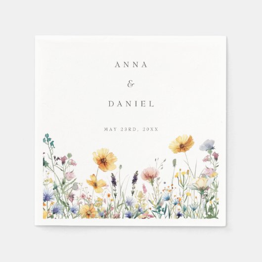 Hochzeit der Wildblume Watercolor Serviette (Vorderseite)
