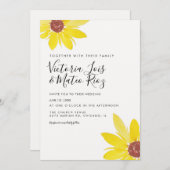 Hochzeit der Wilden Blume Watercolor Sonnenblume Einladung (Vorne/Hinten)