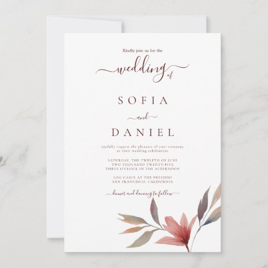 Hochzeit der Winterroten Blume Einladung (Vorderseite)