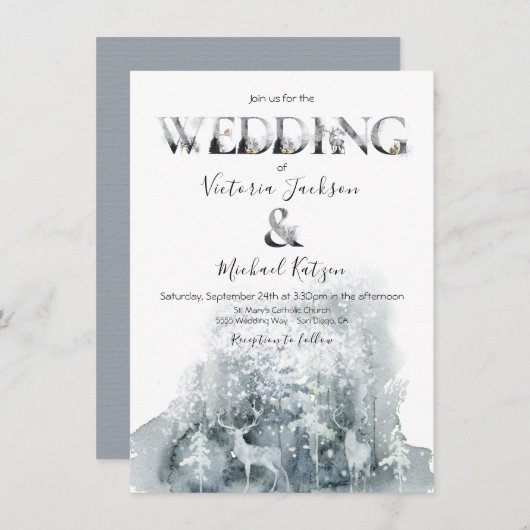 Hochzeit der Winterwaldgebiete Einladung (Vorne/Hinten)