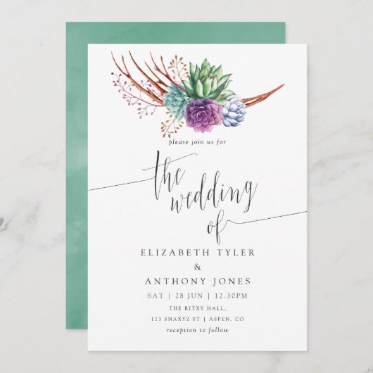 Hochzeit der Wüstenwüste Einladung (Vorne/Hinten)