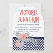 Hochzeit der Zickzack Flora und Fauna von Navy und Einladung (Vorderseite)