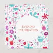 Hochzeit des Abends Floral Einladung (Vorne/Hinten)