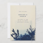 Hochzeit des abstrakten Navy Blue Ink Sea Coastal  Save The Date (Vorderseite)