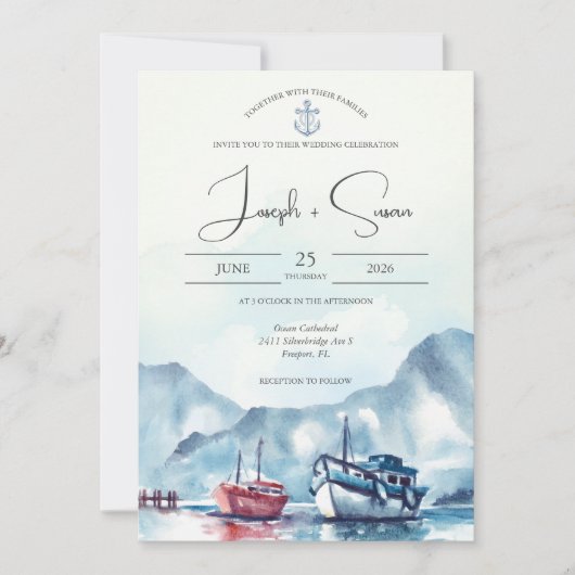 Hochzeit des Ankerbootes des Gletscherbootes Einladung (Vorderseite)