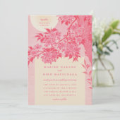 Hochzeit des antiken japanischen Rosa Kirschblosso Einladung (Stehend Vorderseite)