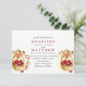 Hochzeit des Apfelwaldes mit rotem Herz Einladung (Stehend Vorderseite)
