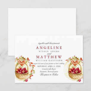 Hochzeit des Apfelwaldes mit rotem Herz Einladung