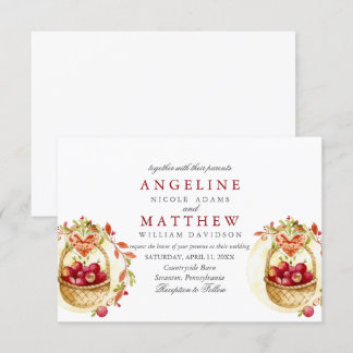 Hochzeit des Apfelwaldes mit rotem Herz Einladung