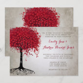 Hochzeit des Apfelwaldes mit rotem Herz Einladung (Vorne/Hinten)