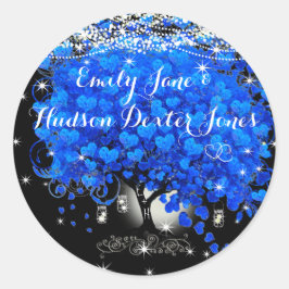 Hochzeit des bezauberten Waldblauen Herzleinenwald Runder Aufkleber