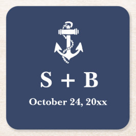 Hochzeit des blauen Anchor-Meeres Rechteckiger Pappuntersetzer
