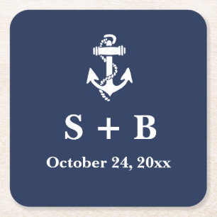 Hochzeit des blauen Anchor-Meeres Rechteckiger Pappuntersetzer