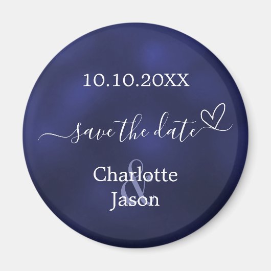 Hochzeit des blauen Herzens Speichern Sie den Datu Magnet (Vorne)