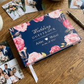 Hochzeit des blauen, rosafarbenen Blumenkreides Gästebuch