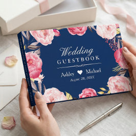 Hochzeit des blauen, rosafarbenen Blumenkreides Gästebuch