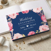 Hochzeit des blauen, rosafarbenen Blumenkreides Gästebuch
