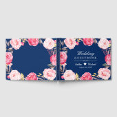 Hochzeit des blauen, rosafarbenen Blumenkreides Gästebuch (Voll)