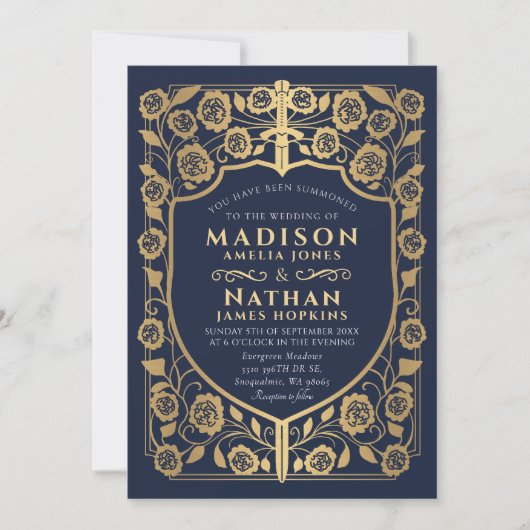 Hochzeit des Blauen Schwertschilds Einladung (Vorderseite)