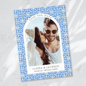 Hochzeit des Blauen Tile-Arch-Fotos Save The Date