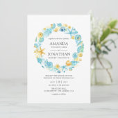Hochzeit des blauen und gelben Meeres Einladung (Stehend Vorderseite)