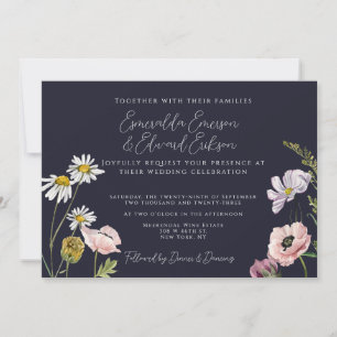 Hochzeit des Blue Wild Flower Garden Einladung