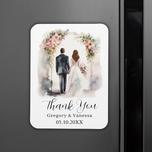 Hochzeit des Blumenwaldbogens mit Wasserfarbe Dank Magnet