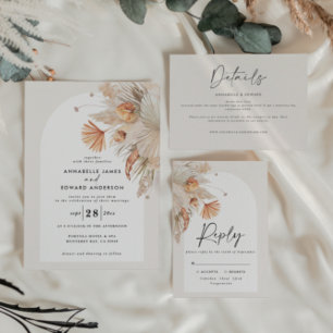 Hochzeit des bohemischen Botanischen Pampasgras RSVP Karte