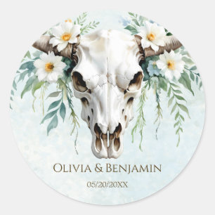 Hochzeit des Bohemischen Watercolor Runder Aufkleber