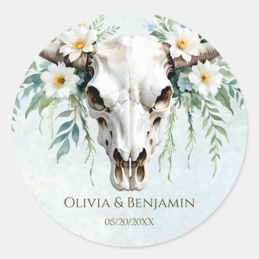 Hochzeit des Bohemischen Watercolor Runder Aufkleber (Vorderseite)
