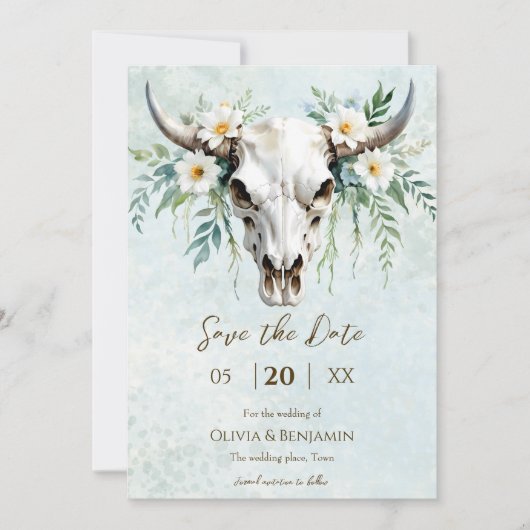 Hochzeit des Bohemischen Watercolor Save The Date (Vorderseite)