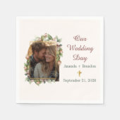 Hochzeit des Boho Christlichen Blumenstrauß-Fotos Serviette (Vorderseite)