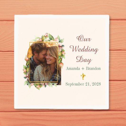 Hochzeit des Boho Christlichen Blumenstrauß-Fotos Serviette