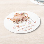 Hochzeit des botanischen Blumenteapots im Herbst v Runder Pappuntersetzer (Angewinkelt)