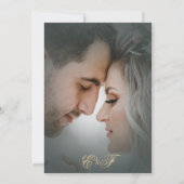 Hochzeit des Botanischen Olive Green Gold Foto Einladung (Rückseite)